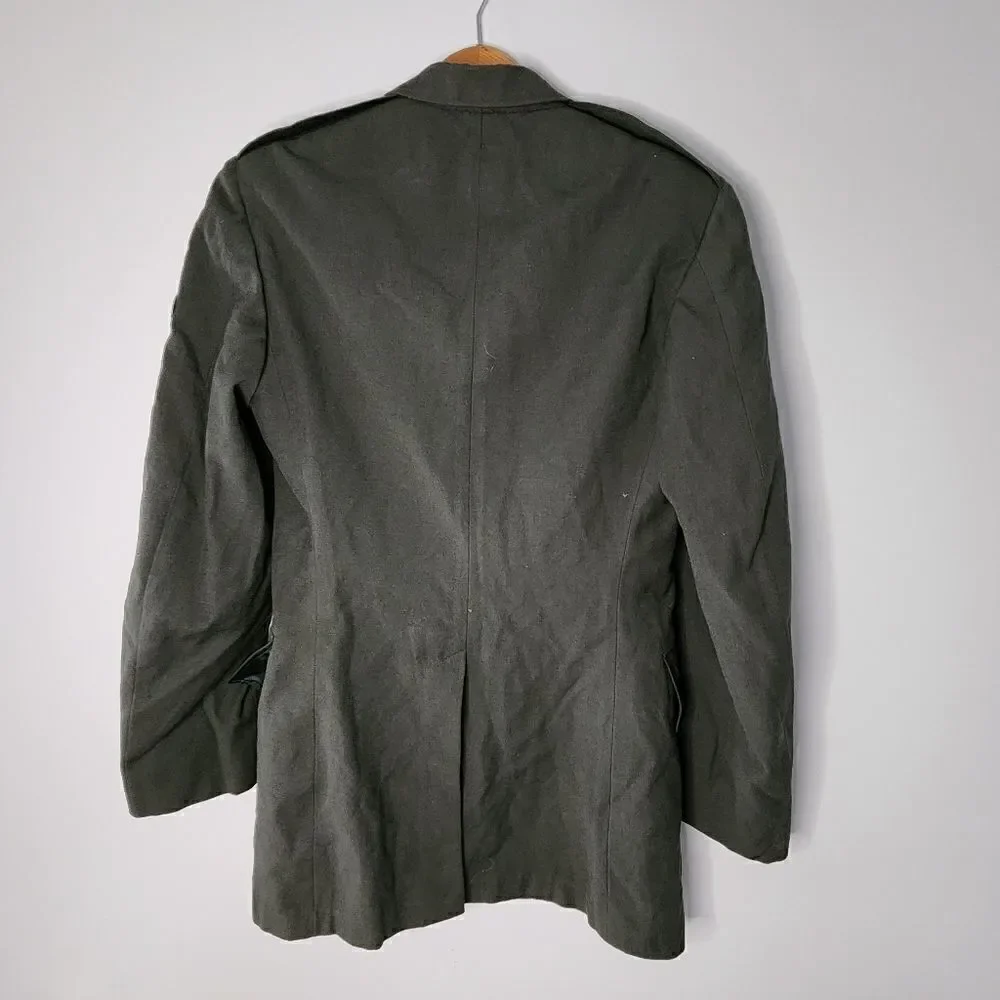 US Military Army Green Coat 36 Wool Blazer Jacket Uniform Mens 1950s pant hemmed
